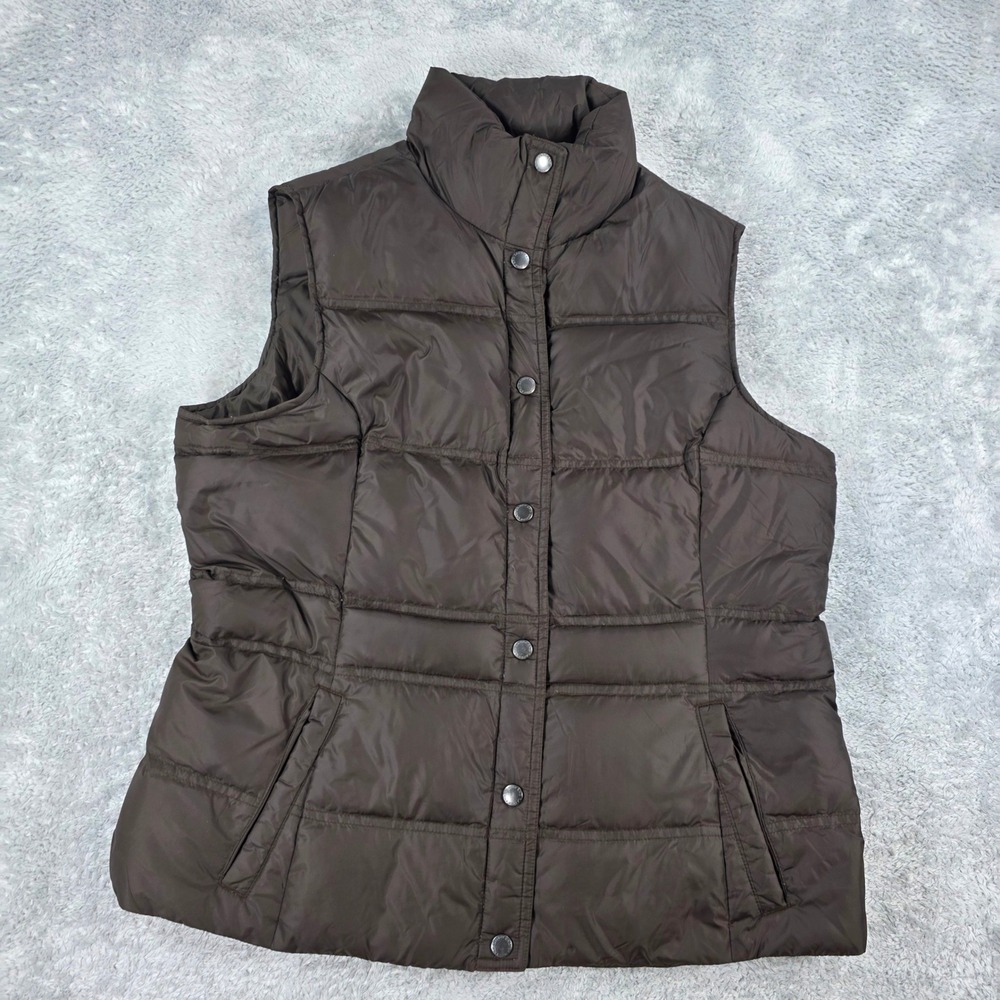 Lands End Down Insulated Quilted Puffer Vest Brown Medium 10-12 Womens Outerwear